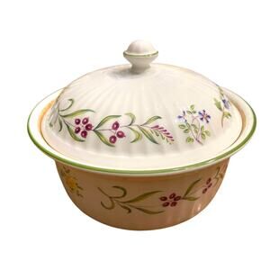 Royal Worcester Fine Oven China Fleuri 1983 Lidded Casserole 1 Quart